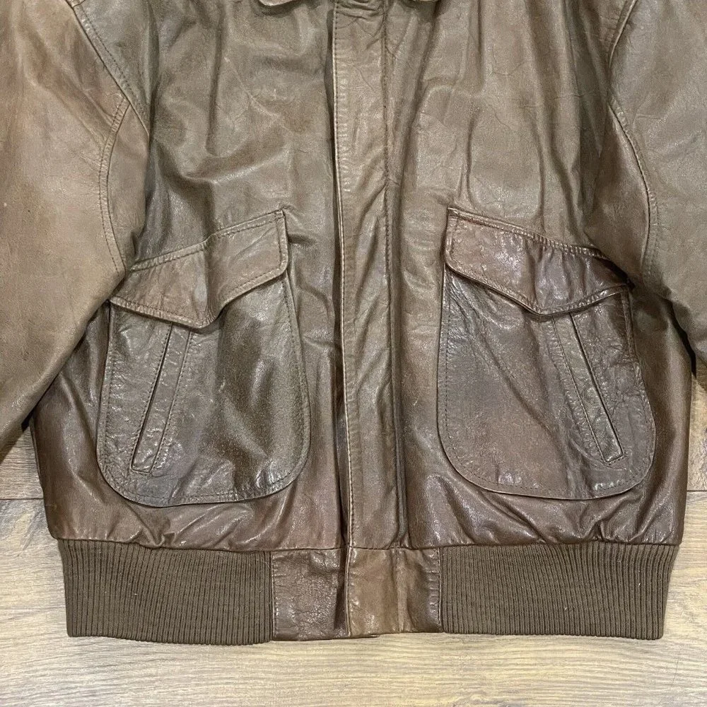 Bechamel Brown Leather Bomber Jacket - Picture 3 of 14
